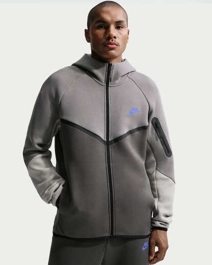 Nike Tech Fleece Windrunner Tam Boy Fermuarlı Erkek Ceketi - Pencil Point/Medium Ash/College Grey/Sapphire