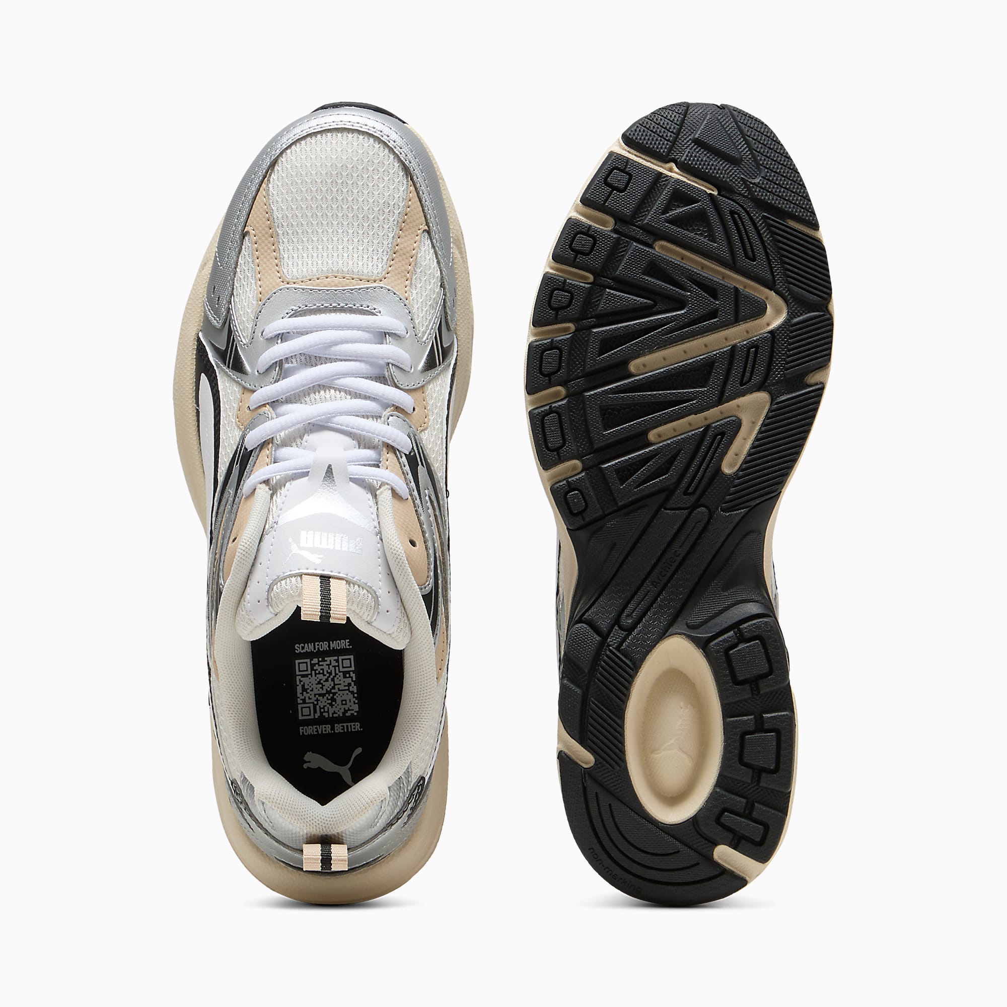 MILENIO Tech UNISEX Ayakkabı - Warm White-PUMA White-PUMA Silver - 402623_03 - Görsel 4