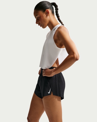 Nike AeroSwift Dri-FIT ADV Normal Belli 8 cm Slip Astarlı Kadın Koşu Şortu - Siyah/Beyaz