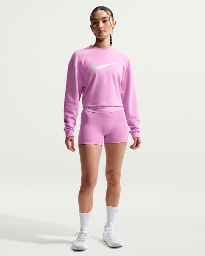 Nike Pro Normal Belli 8 cm Kadın Bisiklet Şortu - Light Magenta/Beyaz