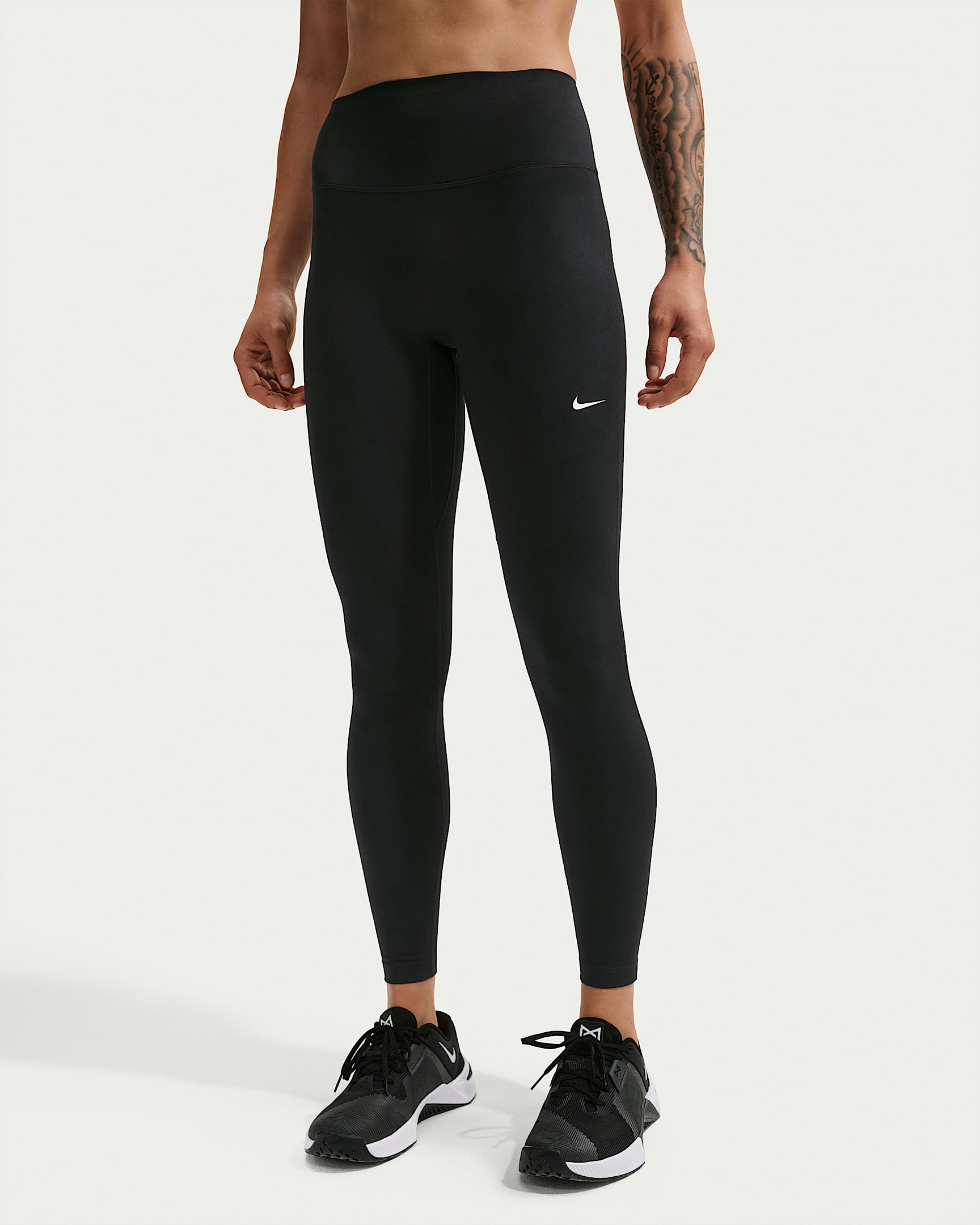 Nike One Seamless Front Yüksek Belli Tam Boy Kadın Taytı - Siyah/Beyaz