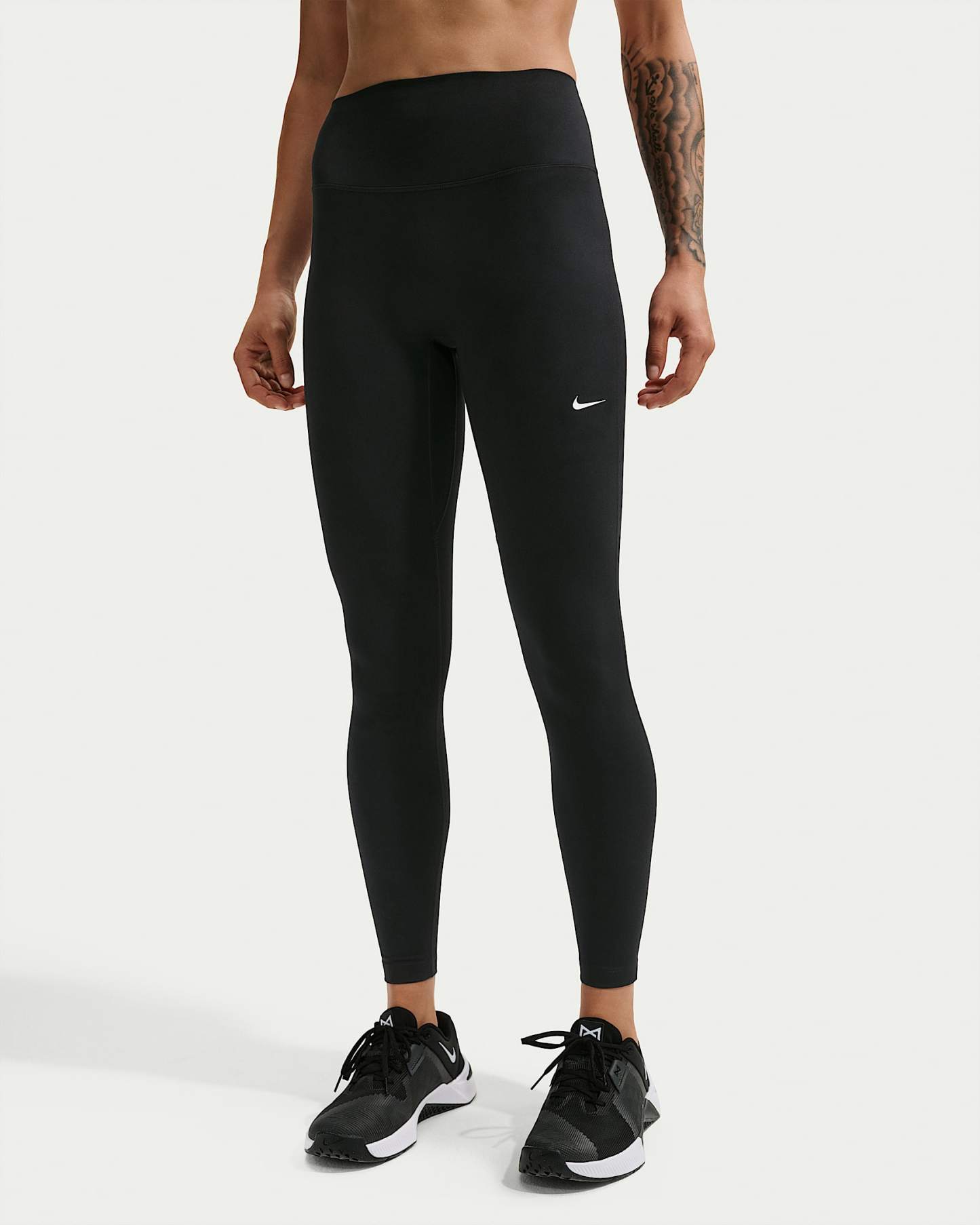 Nike One Seamless Front Yüksek Belli Tam Boy Kadın Taytı - Siyah/Beyaz