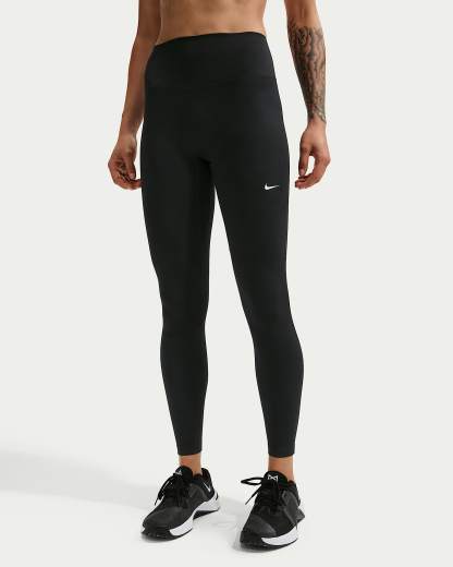 Nike One Seamless Front Yüksek Belli Tam Boy Kadın Taytı - Siyah/Beyaz