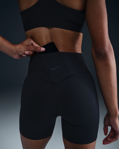 Nike Universa Yüksek Belli Ön Dikişsiz 13 cm Kadın Bisiklet Şortu - Siyah/Anthracite/Dark Smoke Grey
