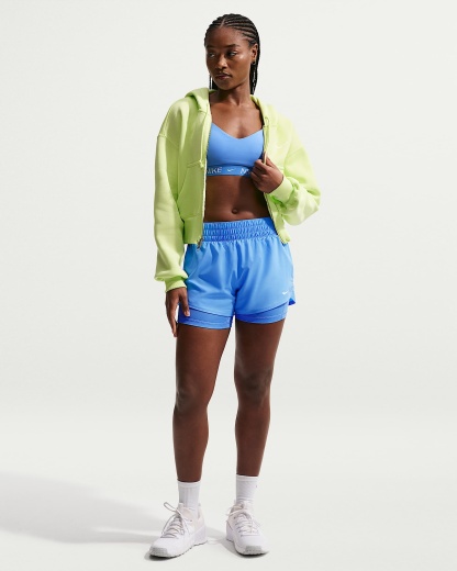 Nike One Dri-FIT Normal Belli 8 cm 2'si 1 Arada Kadın Şortu - University Blue/Beyaz