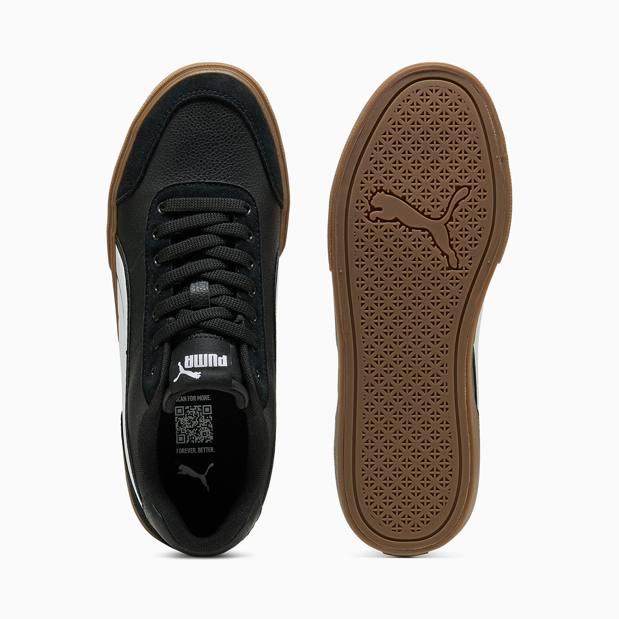 Court Ever UNISEX Ayakkabı - Puma Black-Puma White-Gum - 407186_01 - Görsel 4