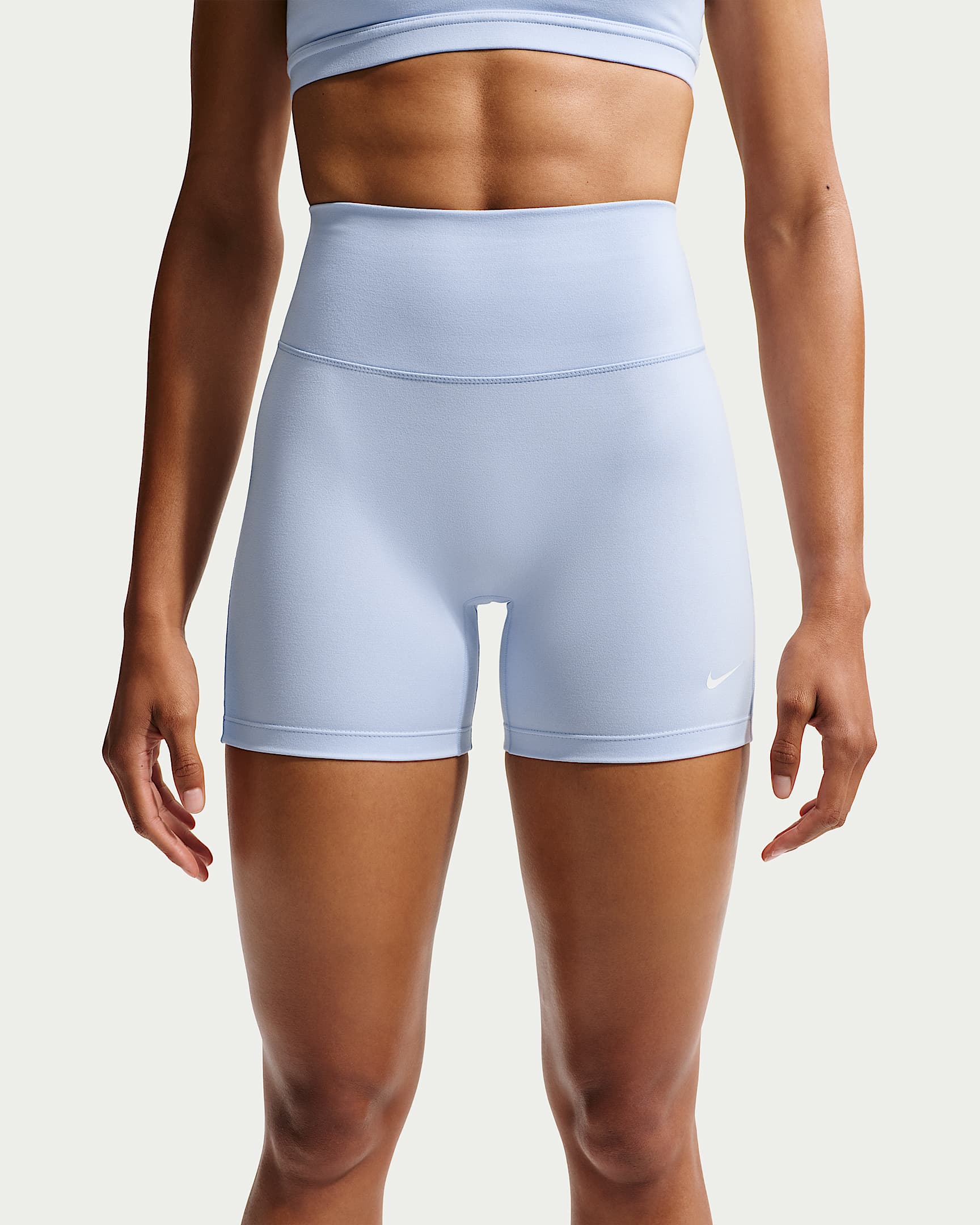 Nike One Yüksek Belli 13 cm Kadın Bisiklet Şortu - Hydrogen Blue/Beyaz