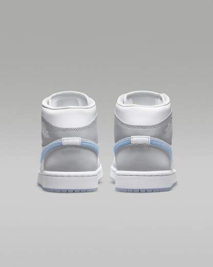 Air Jordan 1 Mid Kadın Ayakkabısı - Beyaz/Wolf Grey/Aluminum