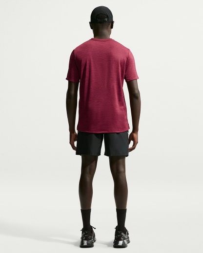 Nike Miler Dri-FIT Kısa Kollu Erkek Koşu Üstü - Tough Red/Mystic Dates/Heather