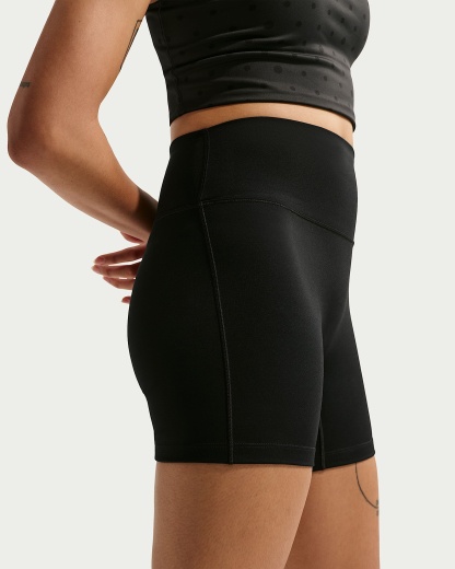 Nike One Yüksek Belli 13 cm Kadın Bisiklet Şortu - Siyah/Beyaz