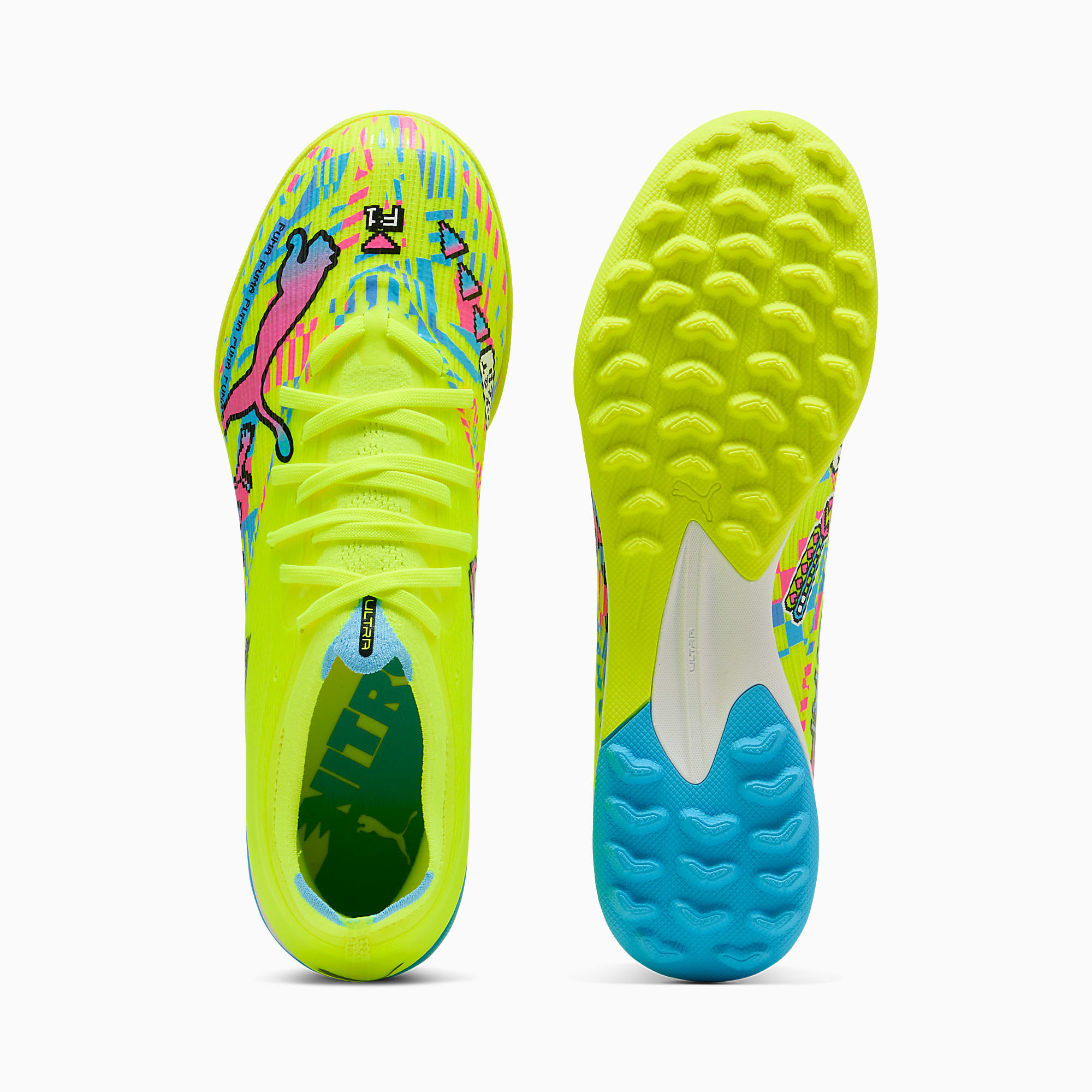 ULTRA NITRO™ 7 MATCH ADVANCED LEVEL TT UNISEX Krampon - PUMA White-Blue Glimmer-Pink Glimmer-Yellow Alert - 109242_01 - Görsel 4