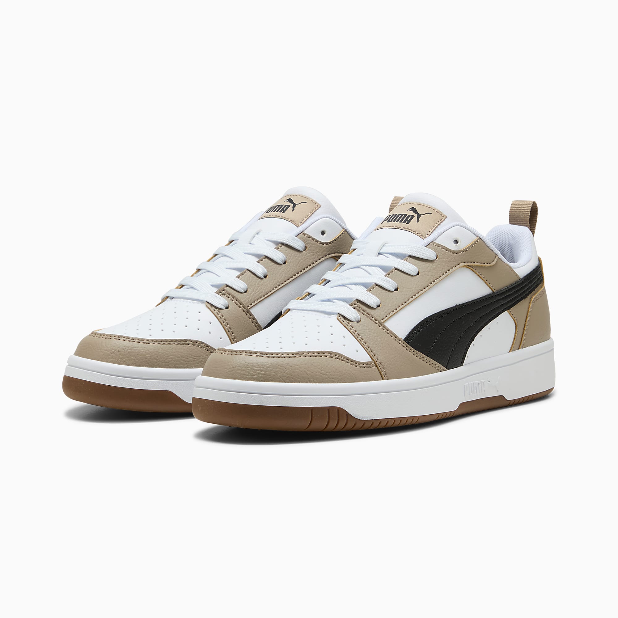 Rebound V6 Low UNISEX Ayakkabı - PUMA White-PUMA Black-Ice Coffee - 406388_52 - Görsel 2