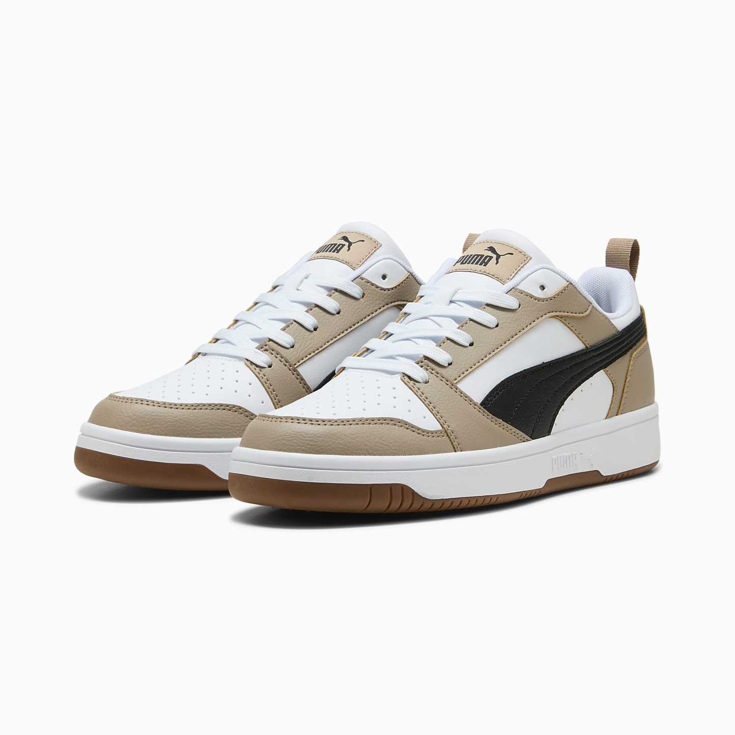 Rebound V6 Low UNISEX Ayakkabı - PUMA White-PUMA Black-Ice Coffee - 406388_52 - Görsel 2