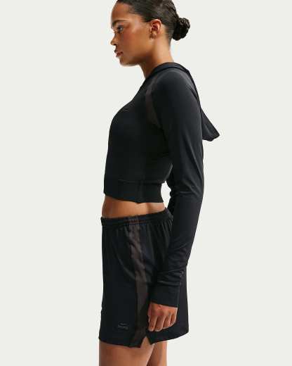 NikeSKIMS Stretch Knit Tam Fermuarlı Baby Kapüşonlu Kadın Üst - NSKM Obsidian/NSKM Igneous