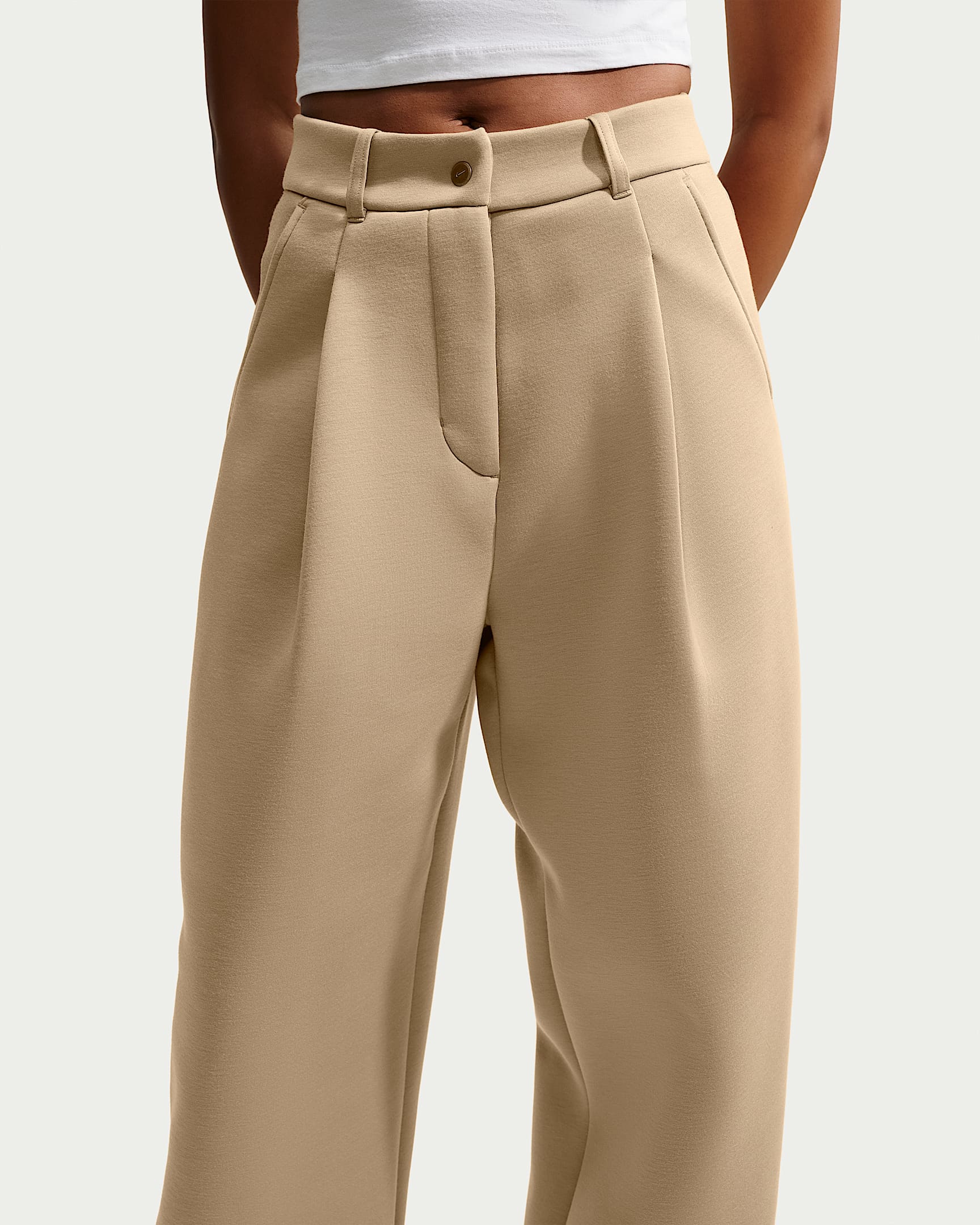 Nike Pregame Fleece Bol Kesimli Normal Belli Kadın Eşofman Altı - Parachute Beige/Parachute Beige