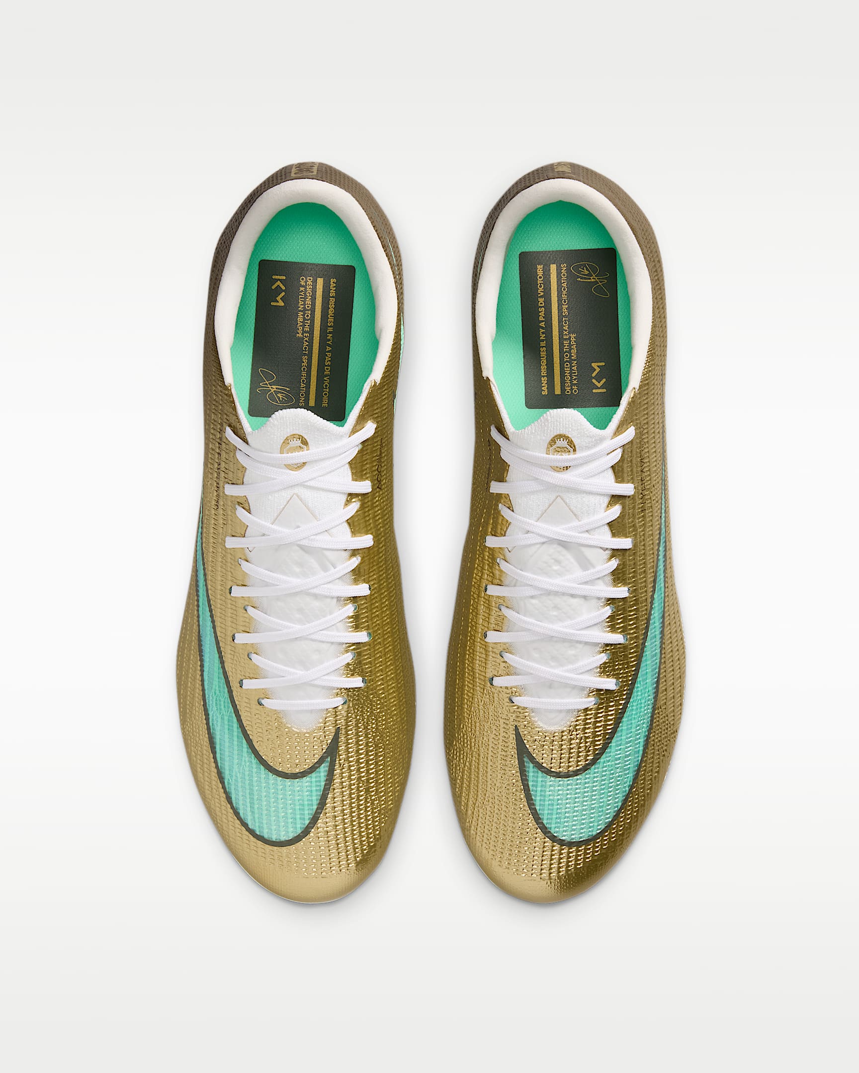 Nike Mercurial Superfly 11 Elite "Kylian Mbappé" Düşük Bilekli Kuru Çim Zemin Kramponu - Metallic Gold/Green Glow