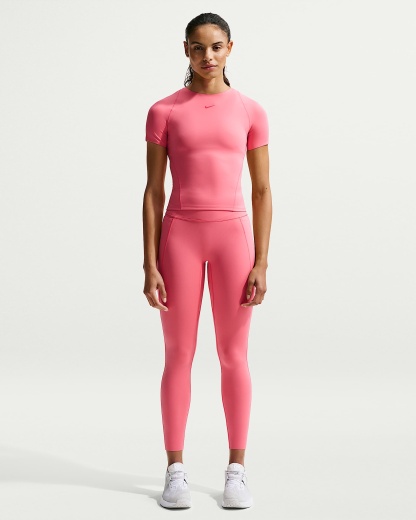 Nike Universa Yüksek Belli Bilek Üstü Ön Dikişsiz Kadın Taytı - Sea Coral/Lobster/Light Fusion Red