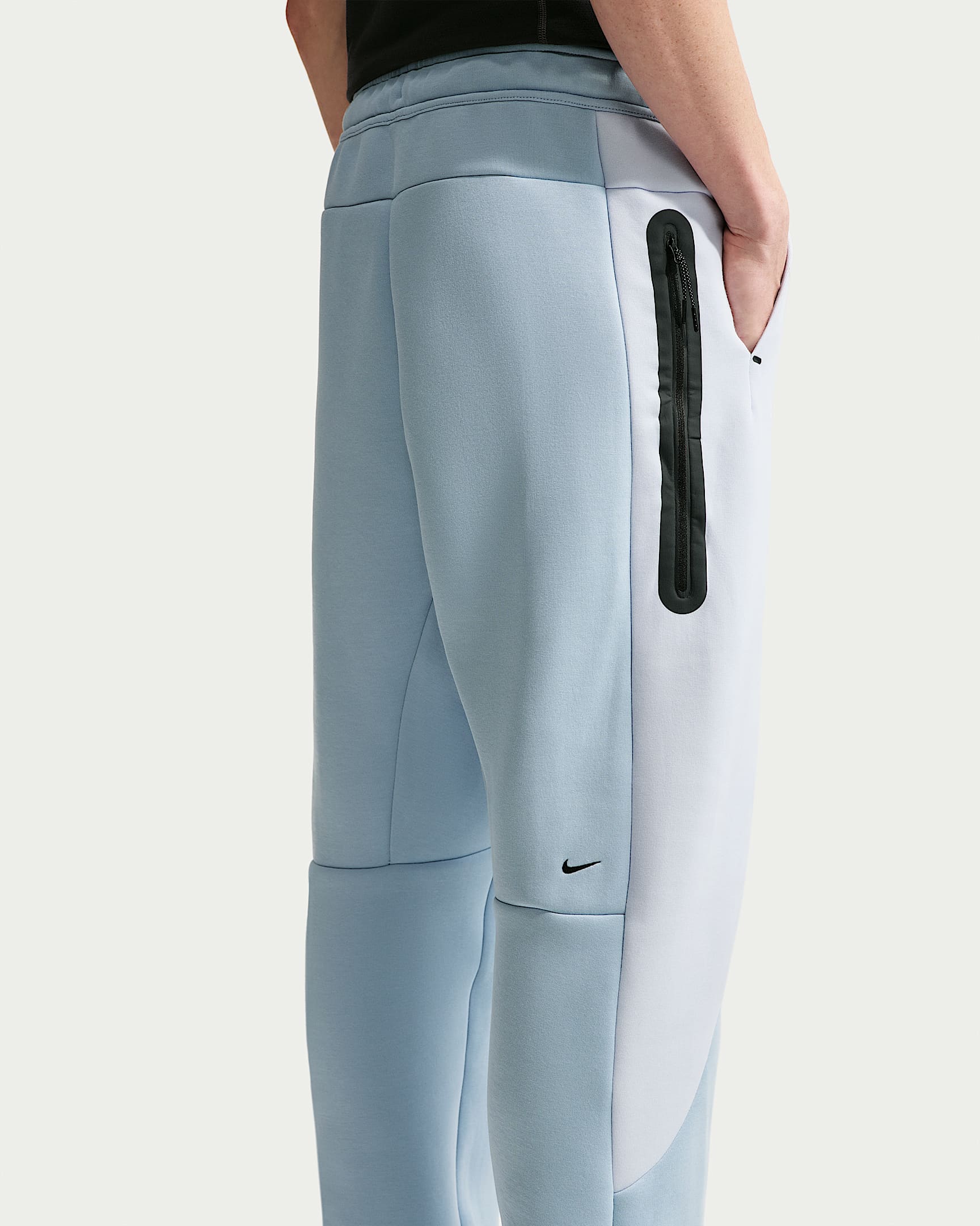Nike Tech Renk Bloklu Açık Paçalı Fleece Erkek Eşofman Altı - Light Armory Blue/Football Grey/Siyah