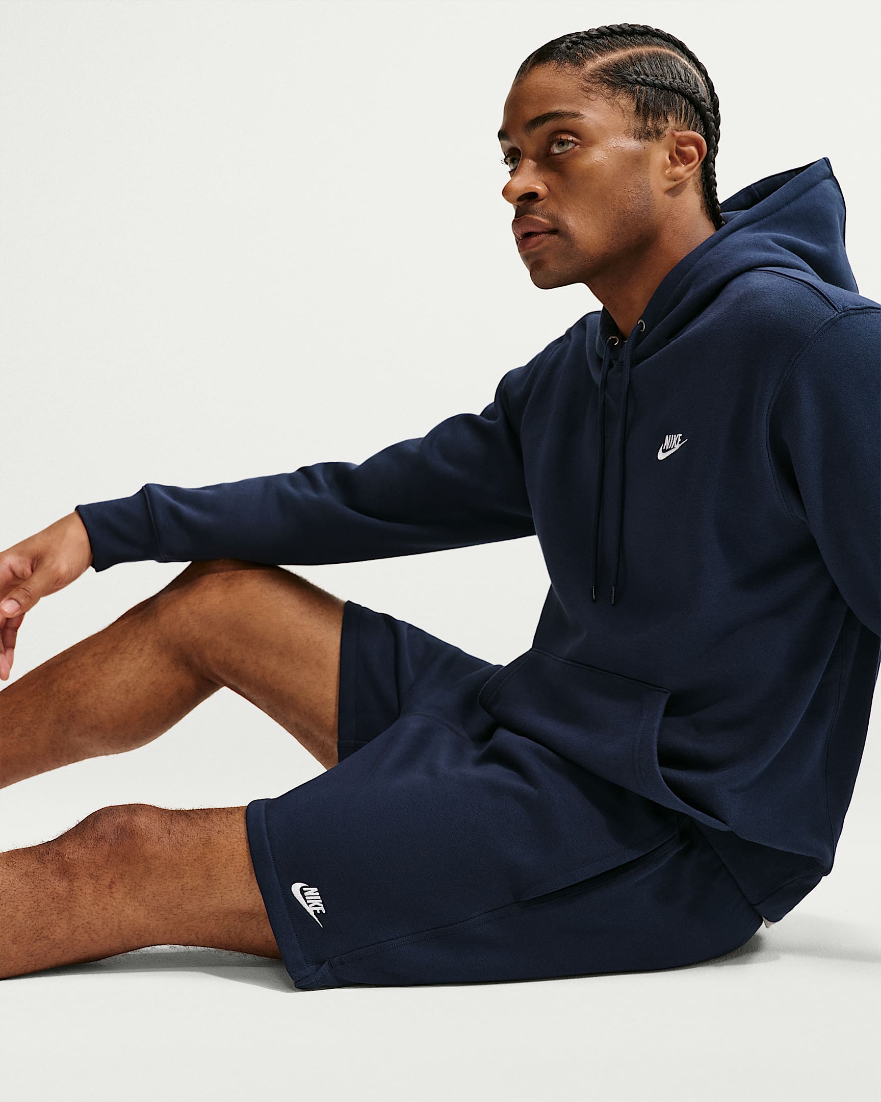 Nike Club Bol Kesimli Fransız Havlu Kumaşı Erkek Şortu - Obsidian/Obsidian/Beyaz