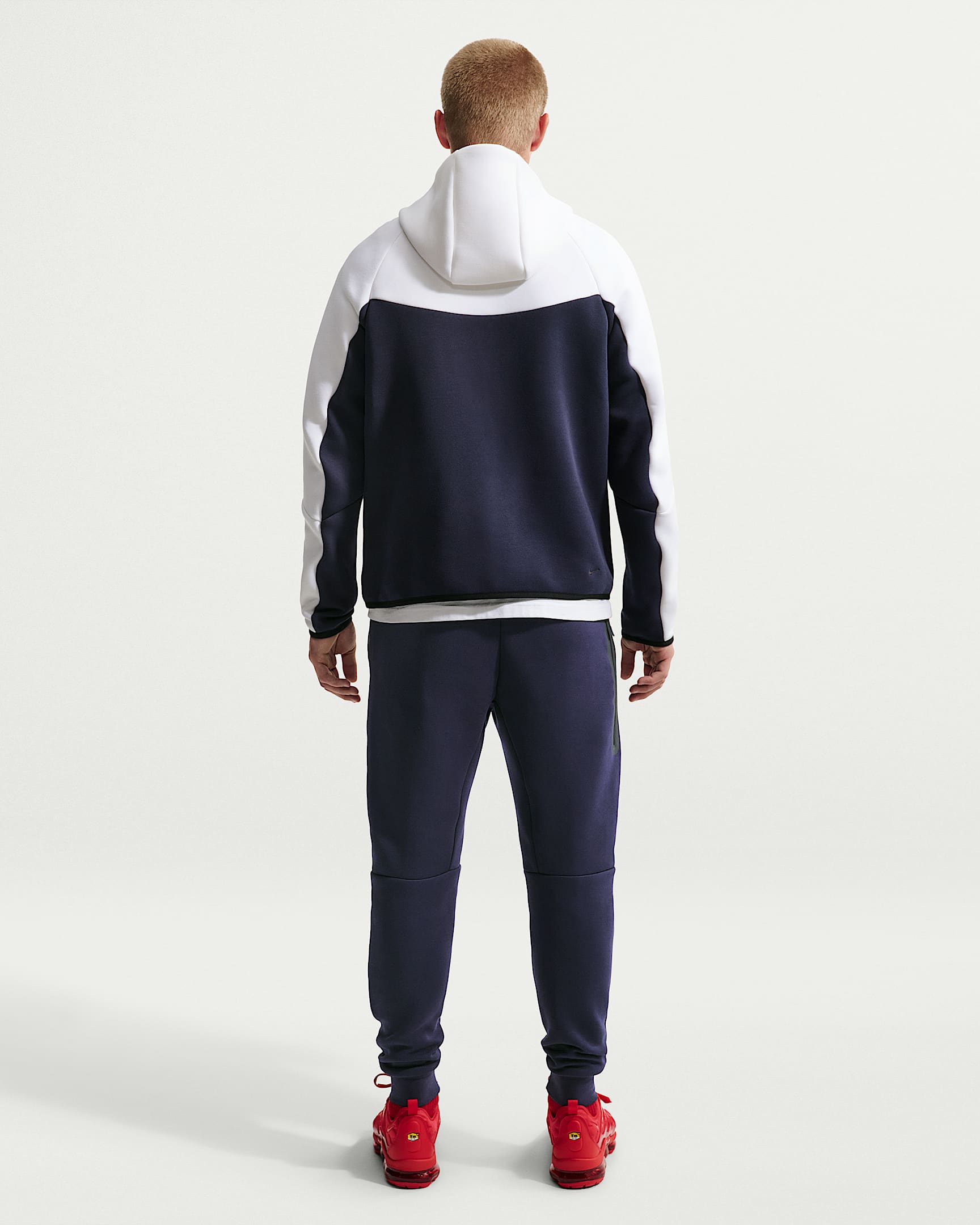 Nike Tech Fleece Windrunner Tam Boy Fermuarlı Erkek Ceketi - Beyaz/Obsidian/Speed Red