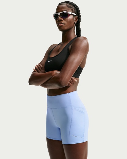 Nike Swift Yüksek Belli 10 cm Sıkı Kesimli Cepli Kadın Koşu Şortu - Aluminum