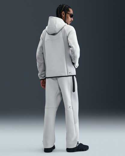 Nike Tech Renk Bloklu Açık Paçalı Fleece Erkek Eşofman Altı - Light Silver/Light Smoke Grey/Siyah