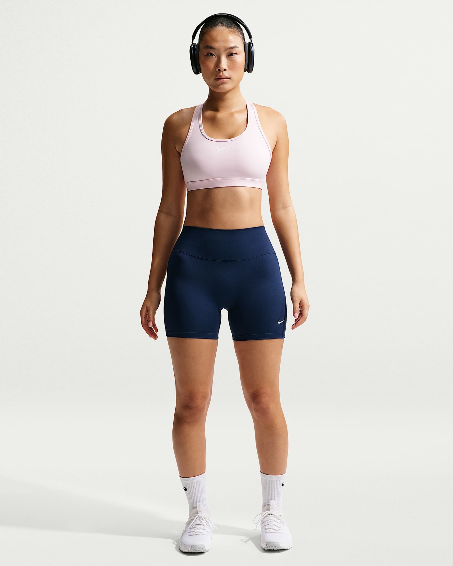 Nike One Yüksek Belli 13 cm Kadın Bisiklet Şortu - Midnight Navy/Beyaz