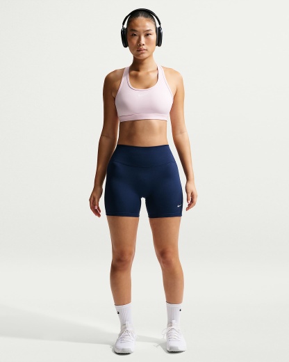 Nike One Yüksek Belli 13 cm Kadın Bisiklet Şortu - Midnight Navy/Beyaz