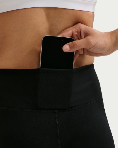 Nike One Seamless Front Yüksek Belli Tam Boy Kadın Taytı - Siyah/Beyaz