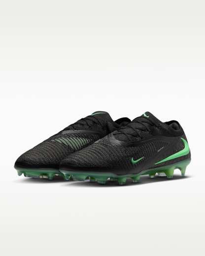 Nike Phantom 6 Low Elite Kuru Çim Zemin Kramponu - Siyah/Siyah/Illusion Green