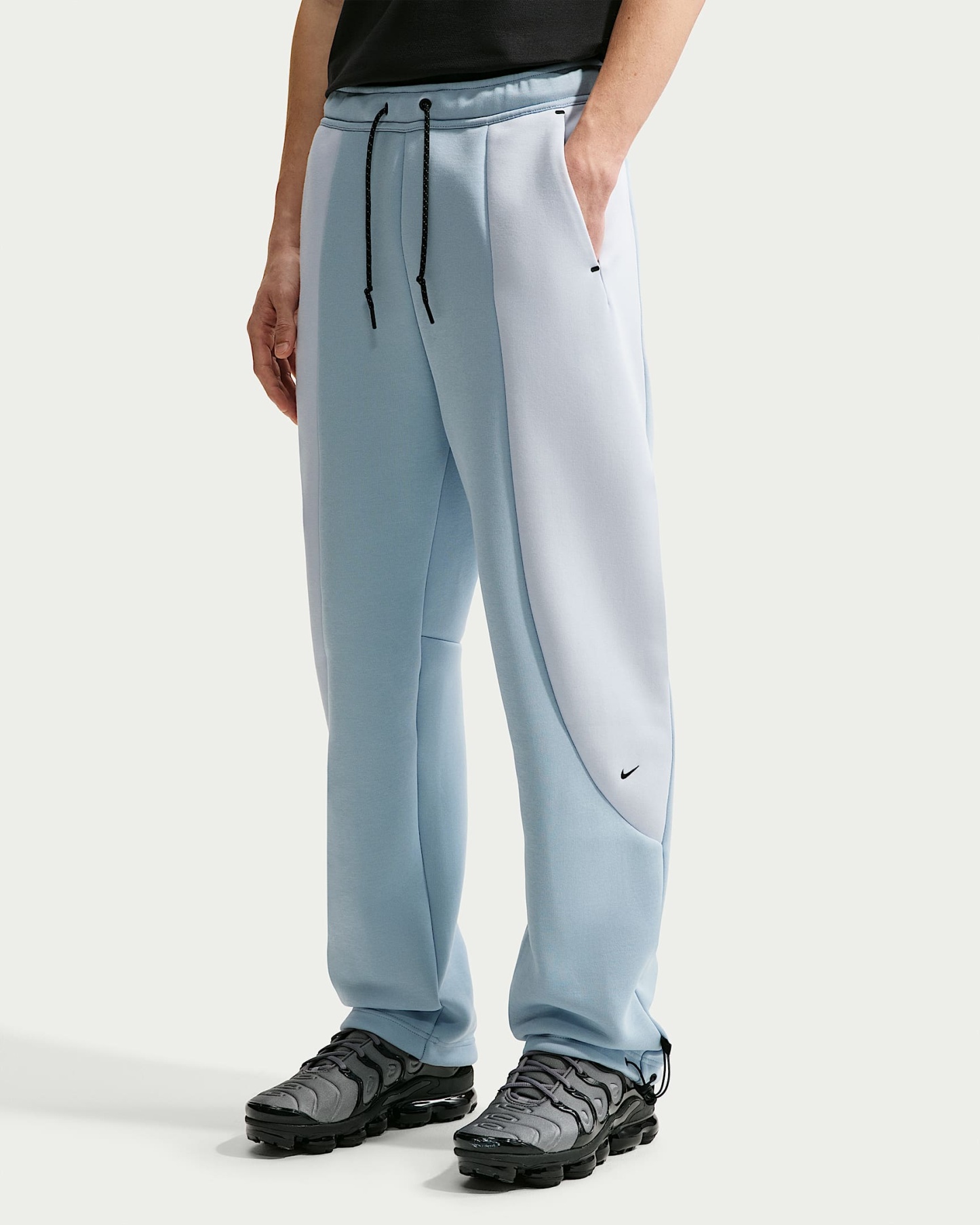 Nike Tech Renk Bloklu Açık Paçalı Fleece Erkek Eşofman Altı - Light Armory Blue/Football Grey/Siyah