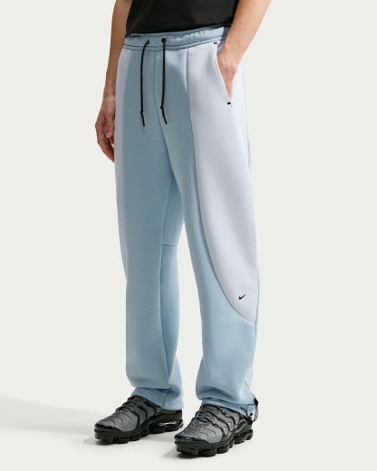Nike Tech Renk Bloklu Açık Paçalı Fleece Erkek Eşofman Altı - Light Armory Blue/Football Grey/Siyah