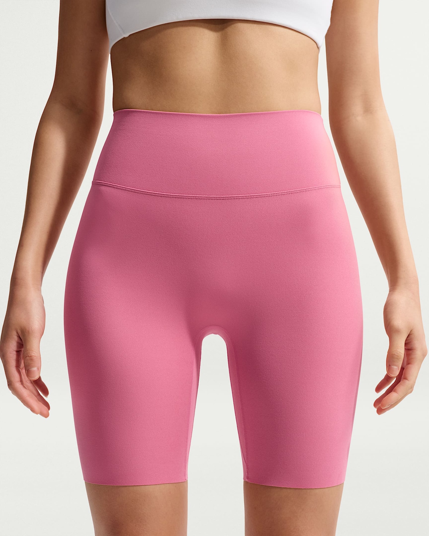 Nike Zenvy Yüksek Belli 20 cm Kadın Bisiklet Şortu - Peony/Beyaz