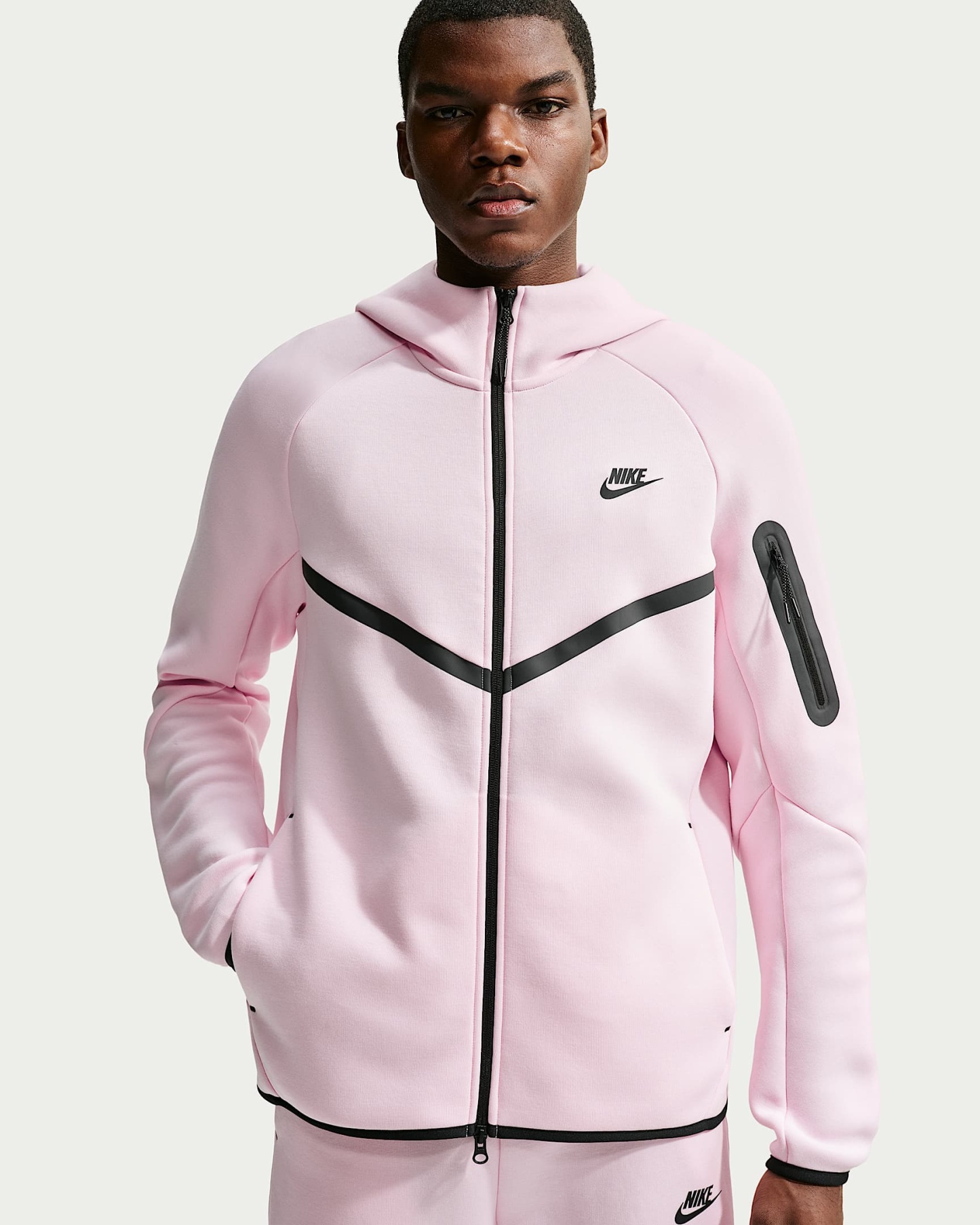 Nike Tech Fleece Windrunner Tam Boy Fermuarlı Erkek Ceketi - Pink Foam/Hyper Pink