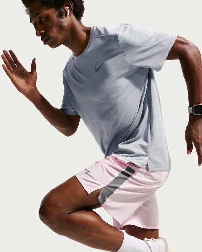Nike Miler Dri-FIT Kısa Kollu Erkek Koşu Üstü - Grey Fog/Particle Grey/Heather