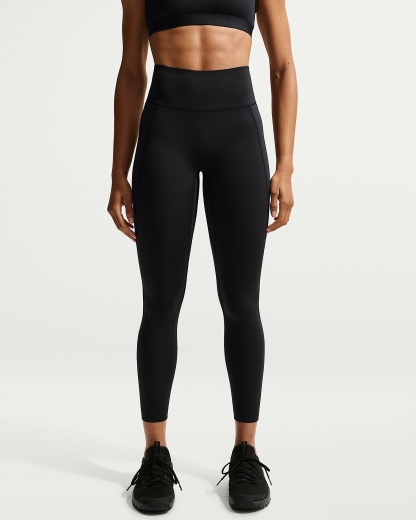 Nike Universa Yüksek Belli Bilek Üstü Ön Dikişsiz Kadın Taytı - Siyah/Anthracite/Dark Smoke Grey