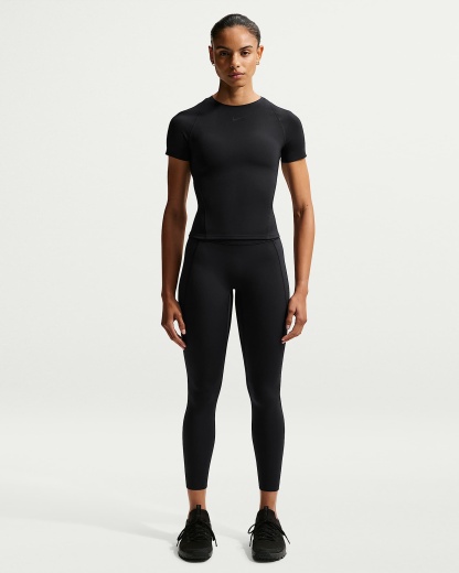 Nike Universa Yüksek Belli Bilek Üstü Ön Dikişsiz Kadın Taytı - Siyah/Anthracite/Dark Smoke Grey