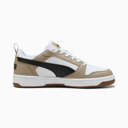 Rebound V6 Low UNISEX Ayakkabı - PUMA White-PUMA Black-Ice Coffee - 406388_52 - Görsel 5