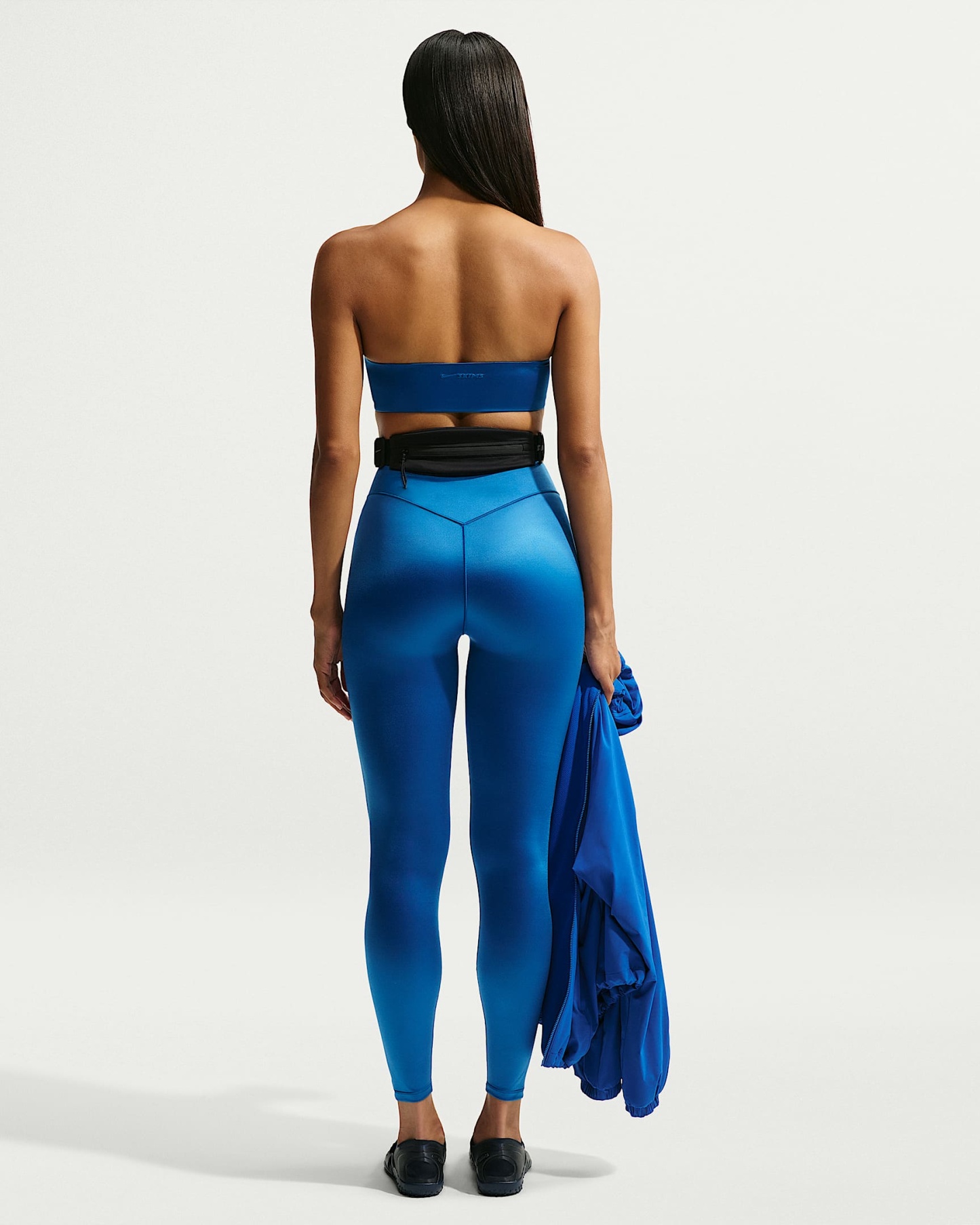 NikeSKIMS Satin Shine Yüksek Belli Dikişsiz 66 cm Kadın Taytı - NSKM Cobalt/NSKM Cobalt