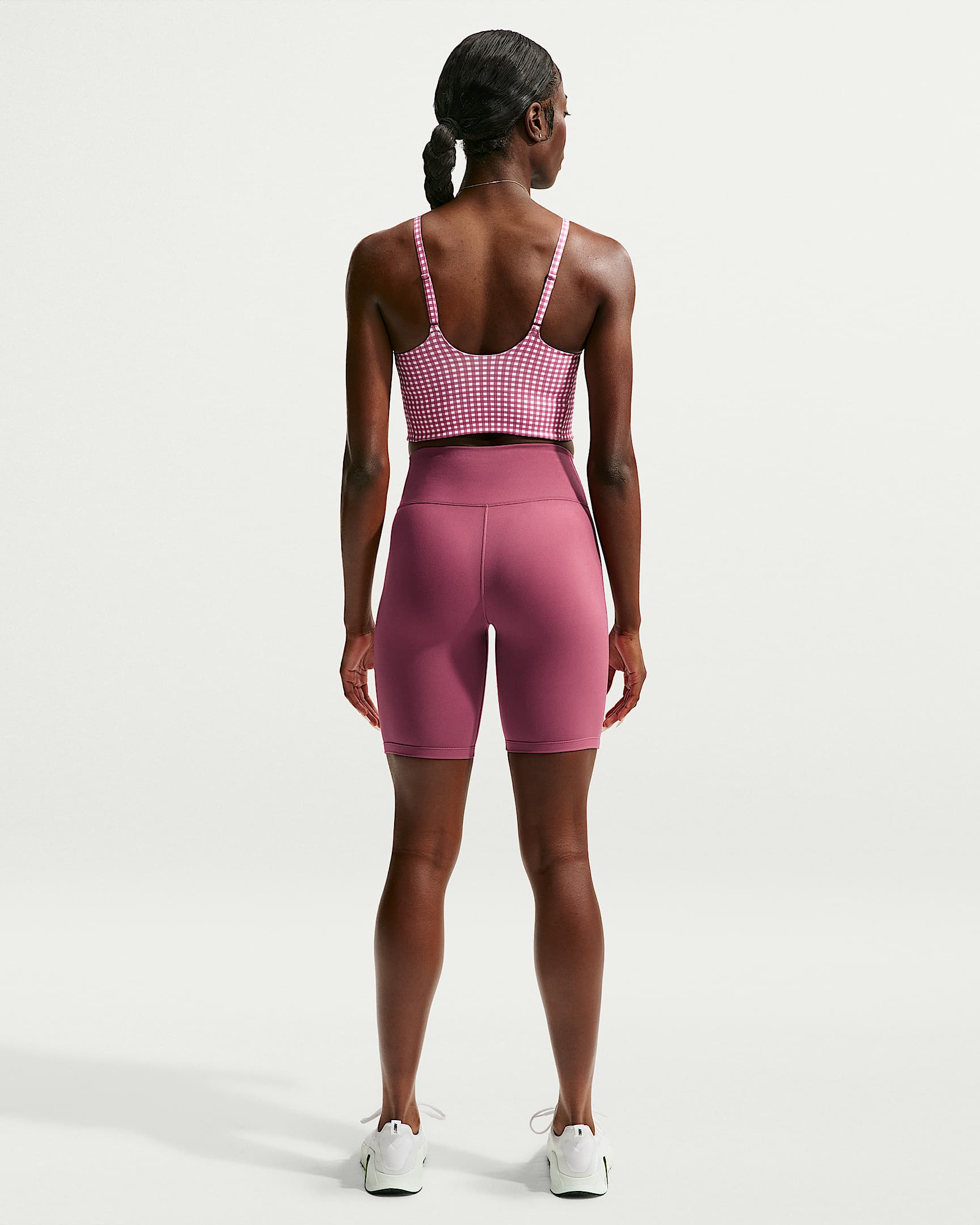 Nike One Yüksek Belli 20 cm Kadın Bisiklet Şortu - Pink Smoke/Beyaz