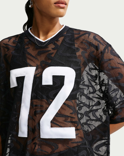 Nike Sportswear Chill Lace Bol Kesimli Kadın Forması - Siyah/Beyaz/Beyaz
