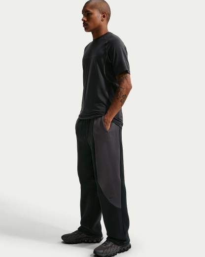 Nike Tech Renk Bloklu Açık Paçalı Fleece Erkek Eşofman Altı - Siyah/Anthracite/Siyah