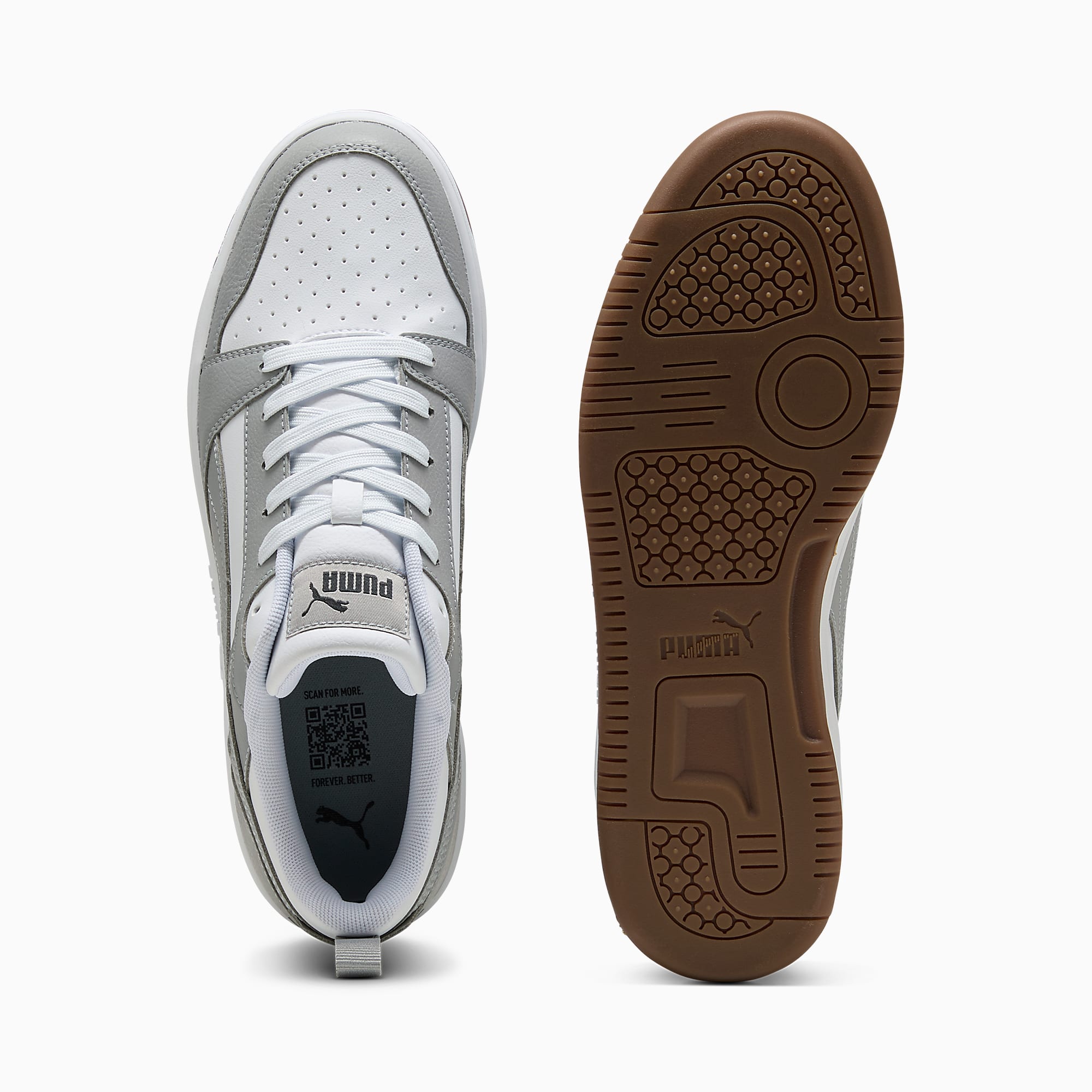 Rebound V6 Low UNISEX Ayakkabı - PUMA White-Gray Echo-PUMA Black - 406388_53 - Görsel 4
