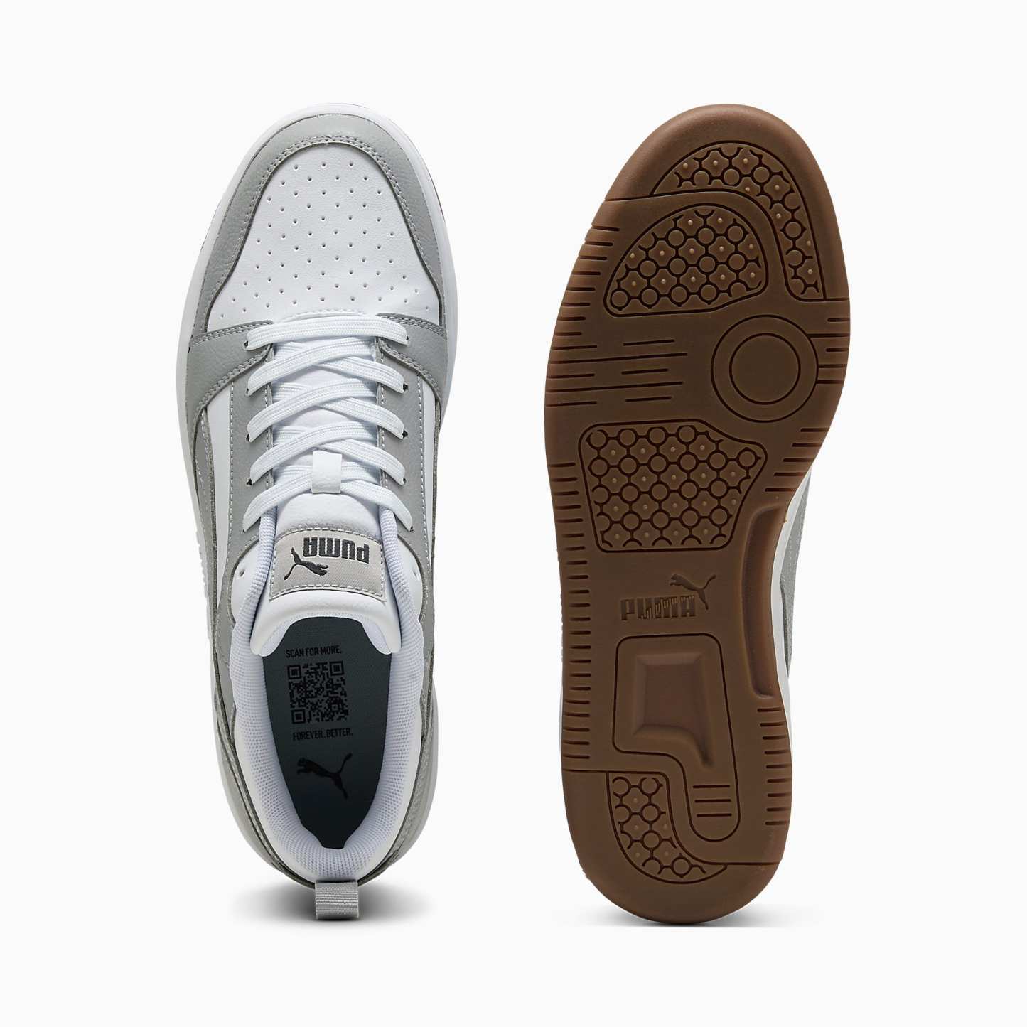 Rebound V6 Low UNISEX Ayakkabı - PUMA White-Gray Echo-PUMA Black - 406388_53 - Görsel 4