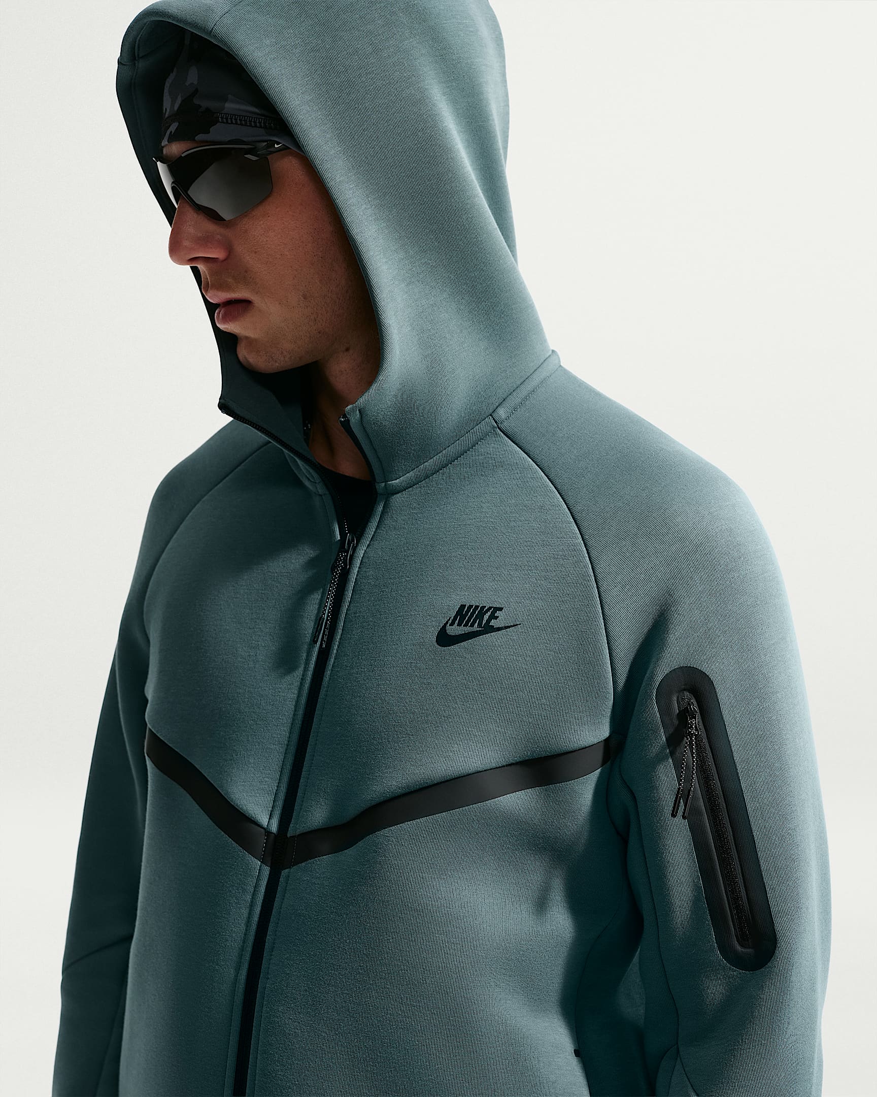 Nike Tech Fleece Windrunner Tam Boy Fermuarlı Erkek Ceketi - Mineral Slate/Siyah