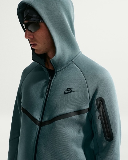 Nike Tech Fleece Windrunner Tam Boy Fermuarlı Erkek Ceketi - Mineral Slate/Siyah