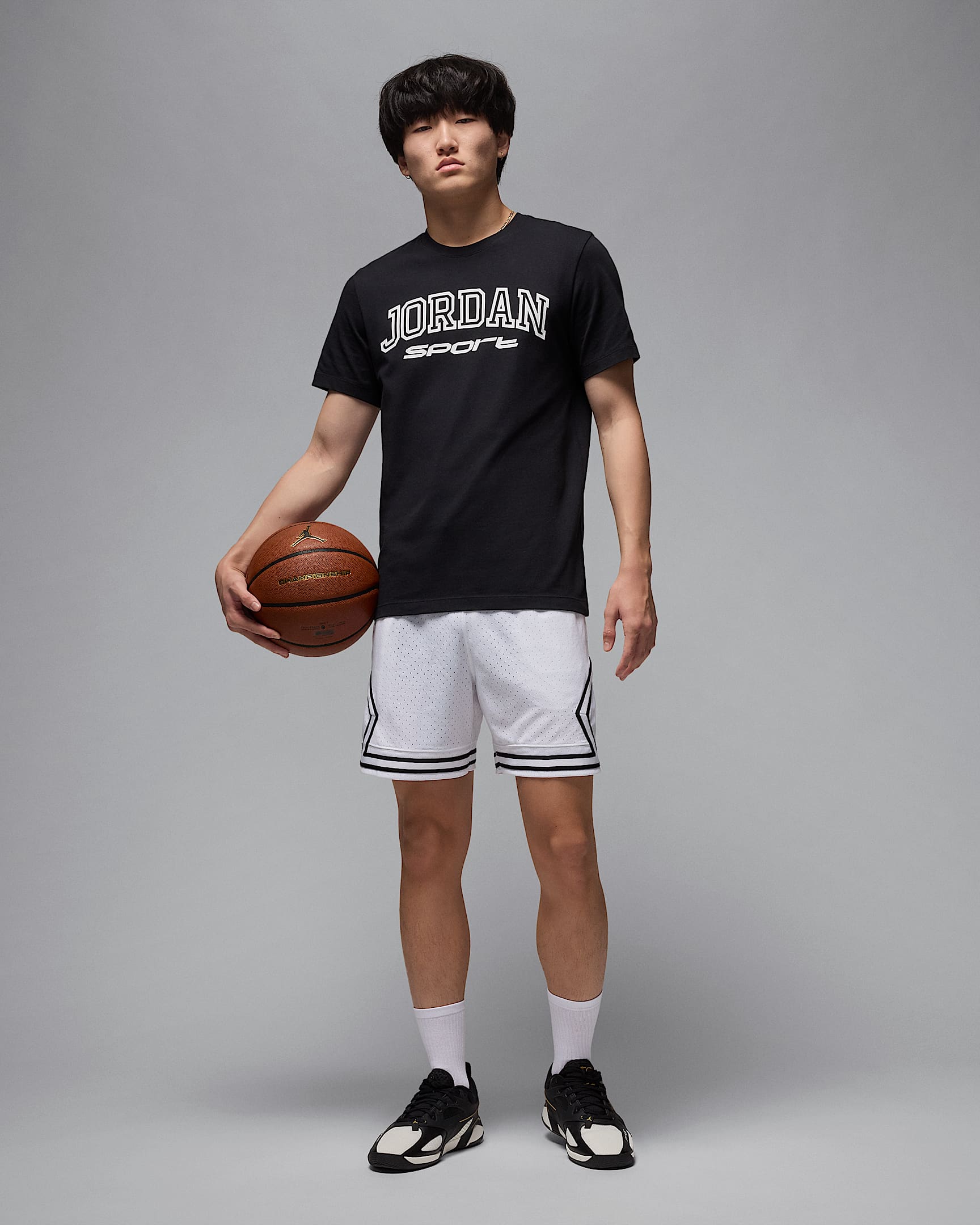 Jordan Sport Dri-FIT 18 cm Mesh Diamond Erkek Şortu - Beyaz/Siyah/Siyah
