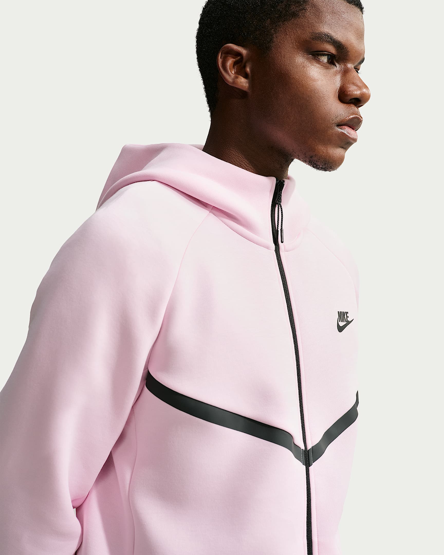 Nike Tech Fleece Windrunner Tam Boy Fermuarlı Erkek Ceketi - Pink Foam/Hyper Pink