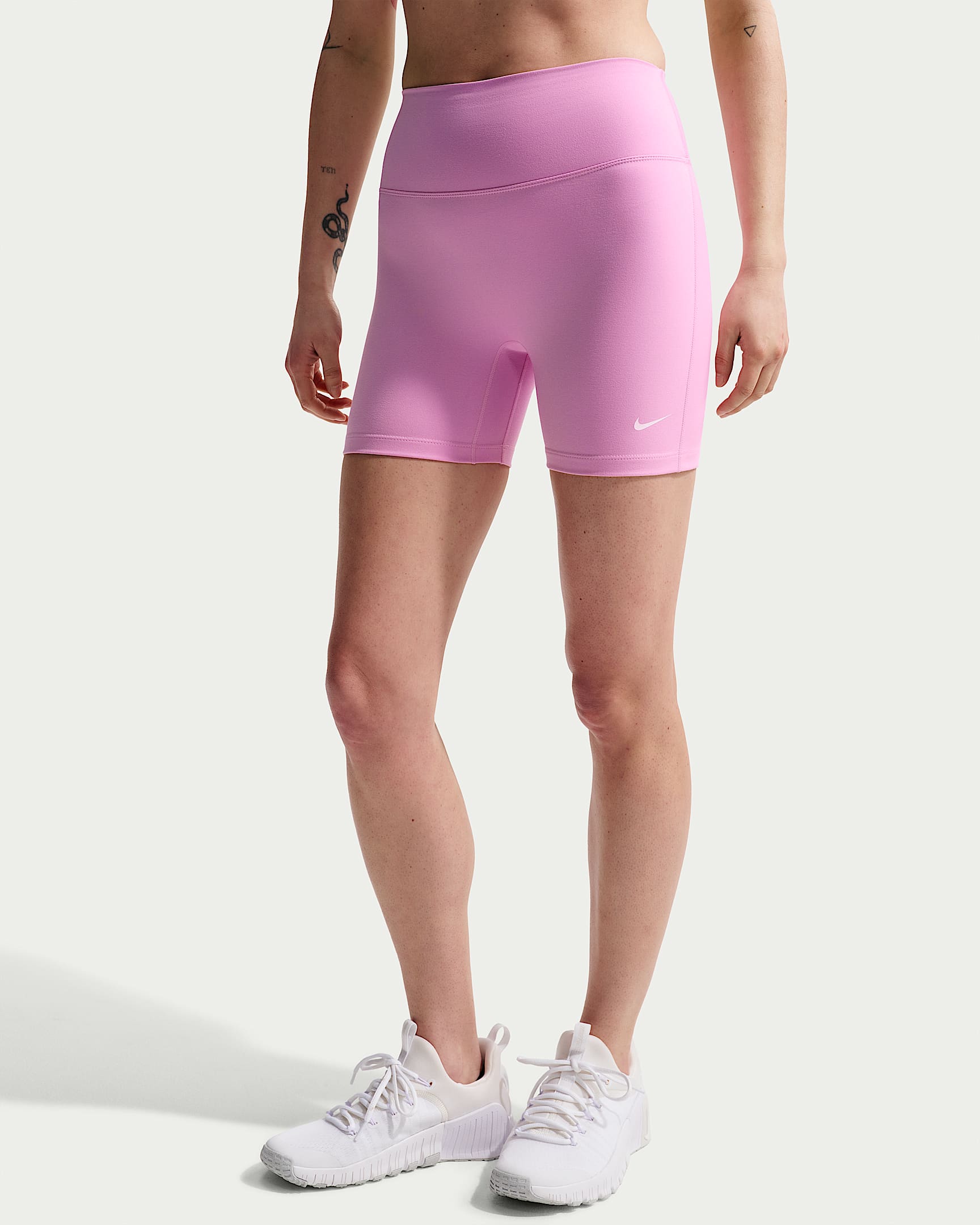 Nike One Yüksek Belli 13 cm Kadın Bisiklet Şortu - Pink Rise/Beyaz