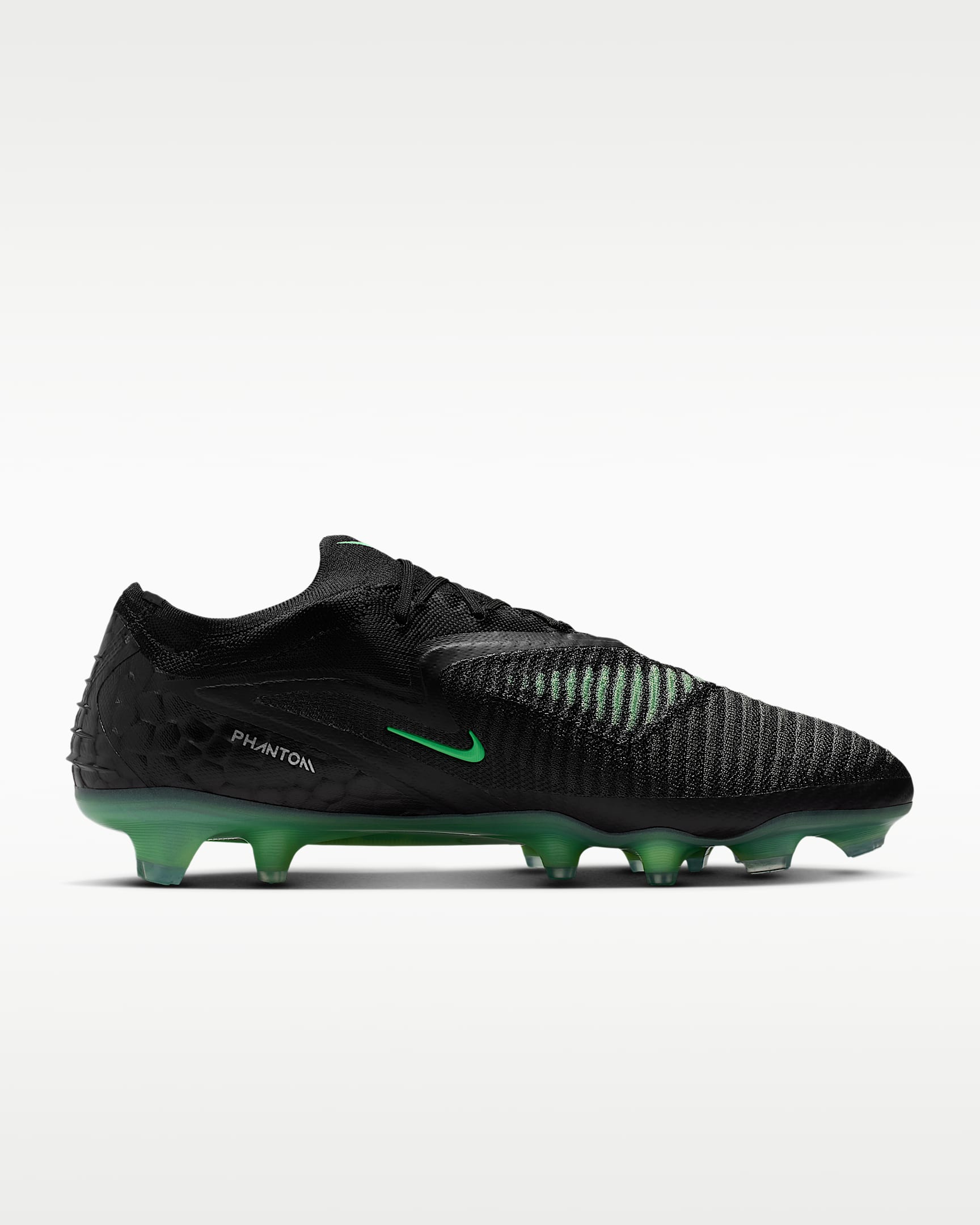Nike Phantom 6 Low Elite Kuru Çim Zemin Kramponu - Siyah/Siyah/Illusion Green